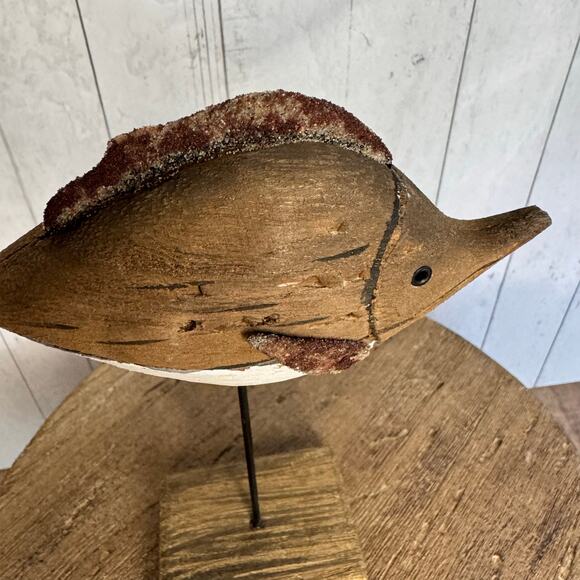Wood Fish Sitter Home Decor Rustic Art Nature Lover Seabird Ocean NEW - Picture 4 of 7